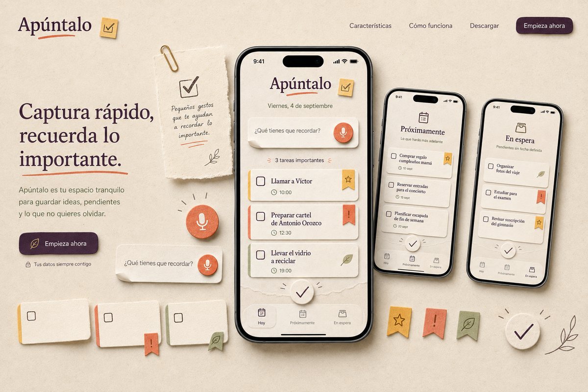 Apúntalo en el móvil: la pantalla del día con las tareas pendientes y la caja para apuntar una nueva