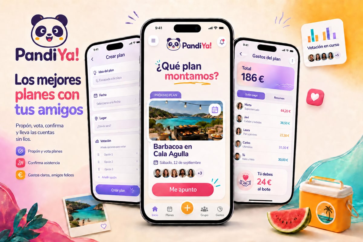 PandiYa! en el móvil: crear un plan, votar entre varias opciones y repartir los gastos del grupo